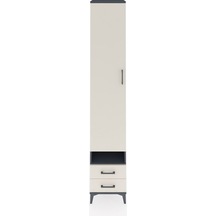 Hyperion Dolap 4 Raflı 2 Çekmeceli Tek Askılı 44x44x243 Antrasit-aytaşı Antrasit