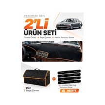 E-biz Bmw E39 1995-2003 Uyumlu Torpido Örtüsü + Deri Bagaj Çantası Seti - Siyah-kahverengi - Bm009