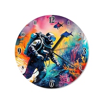 Dalgıç Ve Renkli Mercanlar Sessiz Duvar Saati Çok Renkli