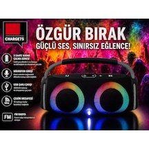 Caharge7s Taşınabilir Hoparlör Ses Bombası Ses Sistemiz Taşıma Saplı Fm Radyo Mikrofon Girişi Usb Aux Girişi Tf Kart Okuyucu Su Geçirmez 4.000mah Batarya 10 Metreye Kadar Kesintisiz Bağlantı Led Işık