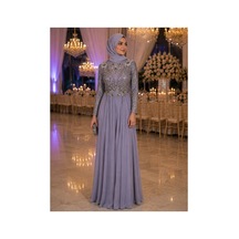 Gül&can Butik Gri Payetli Tesettür Abiye Elbise Gri