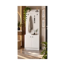 Yağmur 2 Kapaklı Portmanto Elbise Askılıklı Vestiyer Beyaz - 906148078 Beyaz