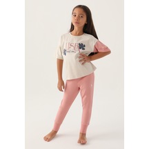 U.s. Polo Assn Lisanslı Rose Bej Kız Çocuk Pijama Takımı 5274-43161