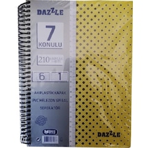 6+1 Ayraçlı Defter 7 Konulu 210 Yaprak 1 Adet 6 Kareli 1 Çizgili Spralli Plastik Kapak Seperatörlü Sarı