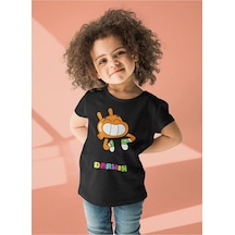 Sevbano Darwin Baskılı Unisex Gumball Çizgi Film Çocuk Tişört 1-12 Yaş Siyah