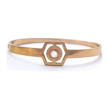 FerizZ 316l Çelik Rose Zirkon Tek Taşlı Spor Kelepçe BLZ-488 Bronz