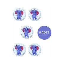5 Adet Fil Çocuk Odası Mobilya Kulbu Seti - Abs Plastik Tekli Düğme Dolap ve Çekmece Kulpları Mor