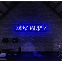 Work Harder Yazılı Neon Tabela Mavi