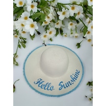 Shopiolog Kadın Hasır Plaj Şapkası Natural White Sute Bucket Hat Plaj Havuz Beyaz