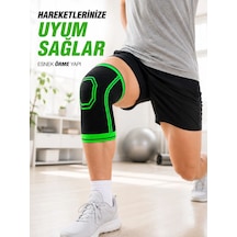 Trendexa Mey İthalat Nefes Alabilen Örme Sporcu Dizliği Esnek Yapılı Diz Destekleyici Siyah Yeşil