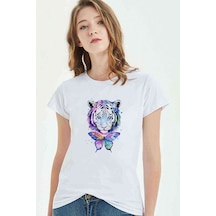 Watercolor Tiger Kadın Beyaz Tshirt (534311815)