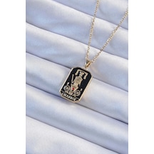 Buğz 316l Çelik Zincir Altın Renk Siyah Mineli Tarot Kolye Diğer