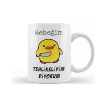 Bebeğim Tehlikeliyim Diyorum Sarı Civciv Komik Kupa Bardak Porselen No15647 Karışık