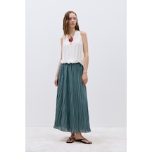 Suud Collection Ekru Nina Dökümlü Halter Top