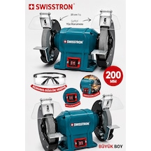 Swisstron SWS200BN Swiss Professional Endüstriyel Çift Taşlı Taşlama ve Bileme İstasyonu 200 MM