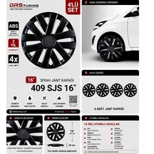 Renault Uyumlu 16 Inc Kırılmaz Parlak Siyah Jant Kapağı 1 Takım 4 Adet No:409