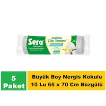Sera Çöp Torbası Büzgülü Nergis Büyük Boy 65 X 70 Cm 5 X 10 Lu