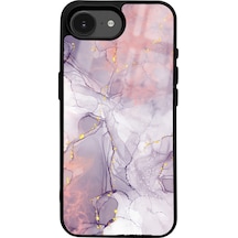 Apple Uyumlu iPhone 16e Uyumlu Fuşya Mermer Tasarımlı Glossy Telefon Kılıfı Çok Renkli
