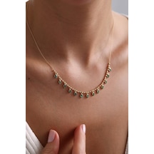 14 Ayar Altın Yeşil Taşlı Kolye