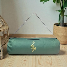 Su Geçirmez Om Baskılı Mat Taşıma Çantası Yoga Fitness Antrenman Çantası 2 Adet Mat Toplama Lastiği Yeşil