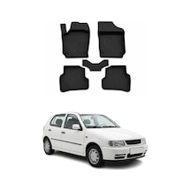 Volkswagen Polo 4 1999-2005 Uyumlu 4d Havuzlu Paspas Kauçuk Siyah 5 Parça