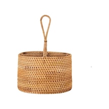 Bohem Yuvarlak Rattan Çatallık Ve Kaşıklık, Iskandinav, Modern