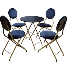 Siyah Kumaş Gold Metal Bahçe Takımı - 4 Sandalye + 1 Masa
