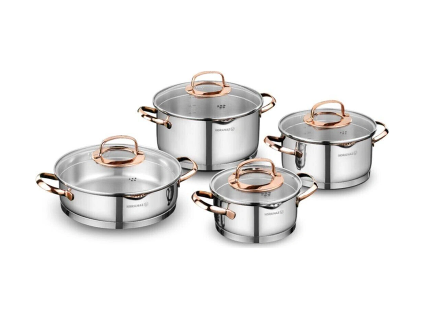 A1040 Rosanna 8 Parça Çelik Tencere Seti Bakır - Siyah