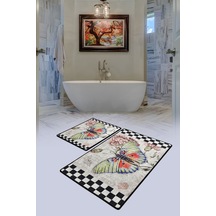 MARIPOSA DJT 2 LI SET Banyo Halısı, Paspas Kaymaz Tabanlı Çok Renkli