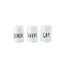 3 Lü Beyaz Porselen Vakumlu Saklama Kabı Çay Şeker Kahve Kavanoz