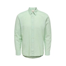 Only & Sons Onscaıden Lıfe Ls Solıd Lınen Blend Noos Erkek Yeşil Gömlek - 22012321
