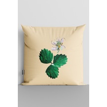 Beyaz Çiçek Ve Yeşil Yapraklar Dijital Baskılı Yastık Kırlent Kılıfı - 3384