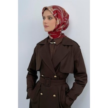 Armine Tivil Saf İpek Eşarp 9512 - 53 Bordo Batik Desen Bordo