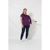 Moda Berray 3250 Tek Omuz Bağlama Detaylı Bluz Mor 001