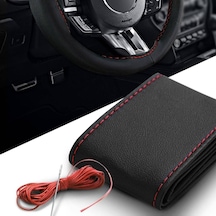 Carmind Siyah Dikmeli Direksiyon Kılıfı Kırmızı Dikişli