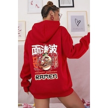 Uyguntarz Unisex Ramen Baskılı Sweatshirt Kırmızı