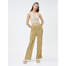 Koton Bol Paça Pantolon Beli Lastikli Rahat Kesim Etnik Desenli Haki Desenli 3sal40135ık 3SAL40135IK8D6 Haki