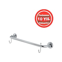 Çelik Banyo Paslanmaz Pirinç Bella Kancalı 50 Cm Uzun Havluluk Gri