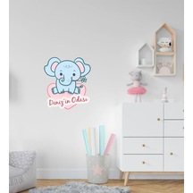 Kişiye Özel Sevimli Fil Tasarımlı Çocuk Odası Duvar Sticker-3
