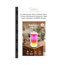 Ev Aksesuarı Mini Sistem Parti Cihazı Bluetooth Hoparlör Rgb Işıklı Speaker Pluse5 Beyaz