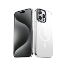 Mobilefix Apple Uyumlu iPhone 15 Pro Max Wireless Şarj Özellikli Şeffaf G-glass Kılıf-lacive Lacivert
