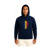 Kapüşonlu Romania, Flag, Fingerprint Göğüs Tasarımlı Unisex Sweatshirt Lacivert
