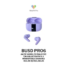 Wearfitpro Buds Pro 6 Mikrofonlu Aktif Gürültü Önleyicili Tws Kulak İçi Bluetooth Kulaklık Mor
