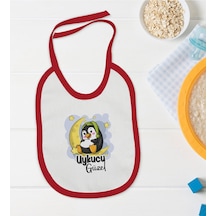 BK Kids Uykucu Güzel Tasarımlı Kırmızı Bebek Mama Önlüğü-1 Kırmızı