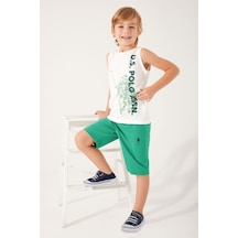 U S Polo Assn Picture Details Krem Erkek Çocuk Bermuda Takım