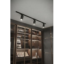 1 Metre Raylı 3'lü Set 30w Siyah Kasa Beyaz Işık 6500k Vitrin Mağaza Giyim Spotu 2700 Lümen