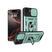 Newface Apple İphone 16e Kılıf Pars Lens Yüzüklü Silikon - Yeşil