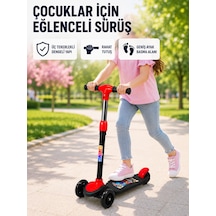Çocuk Scooterı 3 Tekerlekli Denge Destekli Ayarlanabilir Gidonlu Çocuk Skuteri - Lisinya Kırmızı