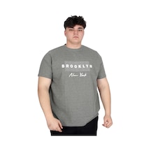 Mode Xl Büyük Beden Erkek Tişört Baskılı Brooklyn Waffle U25002 Haki Haki