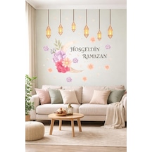 Sticker Hoş Geldin Ramazan Dekorlu Ahşap Kapı Süsü, Ramazan Süsleri, Ramazan Tavan Süsü Ramazan Dekorasyon